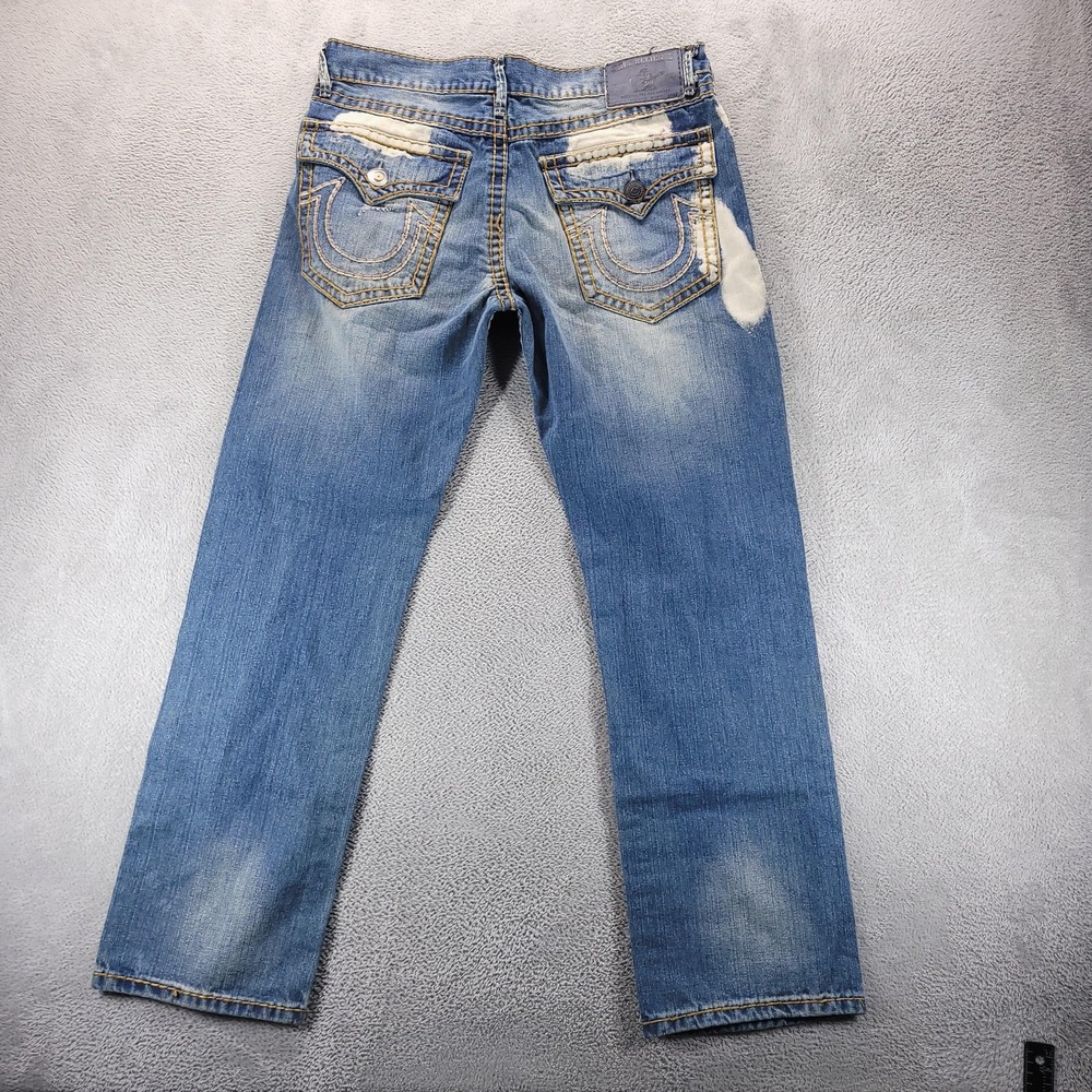 True Religion Jeans 38x32 Ricky Super T Relaxed Straight Azul Sail Away Bleach